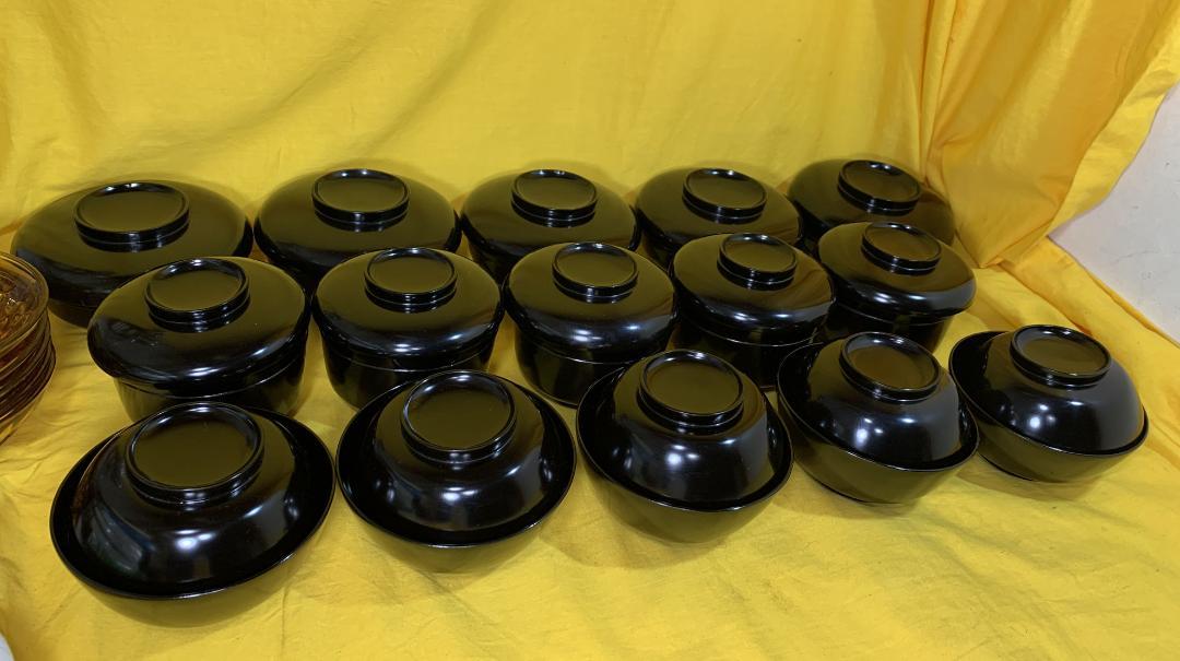 蔵出し!! 輪島塗 木製 漆器 飯碗 吸物碗 煮物碗 5客 大正期 現状品②