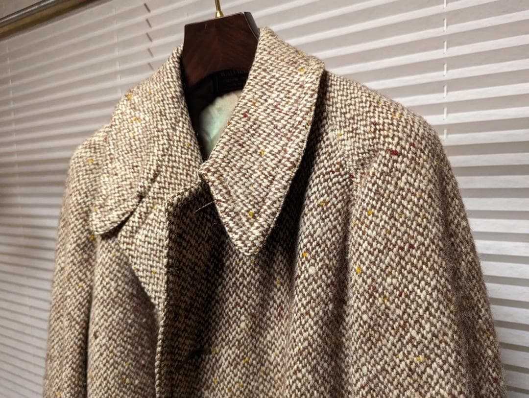 希少 良品 バーバリーと同格 40sヴィンテージ 英国製ツイードコート 一