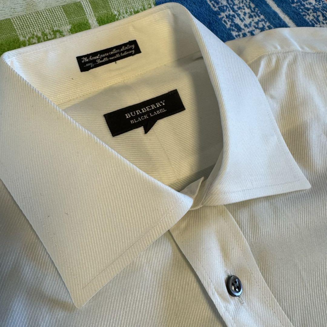 美品 BURBERRY BLACK LABEL 長袖シャツ ホワイト サイズ39