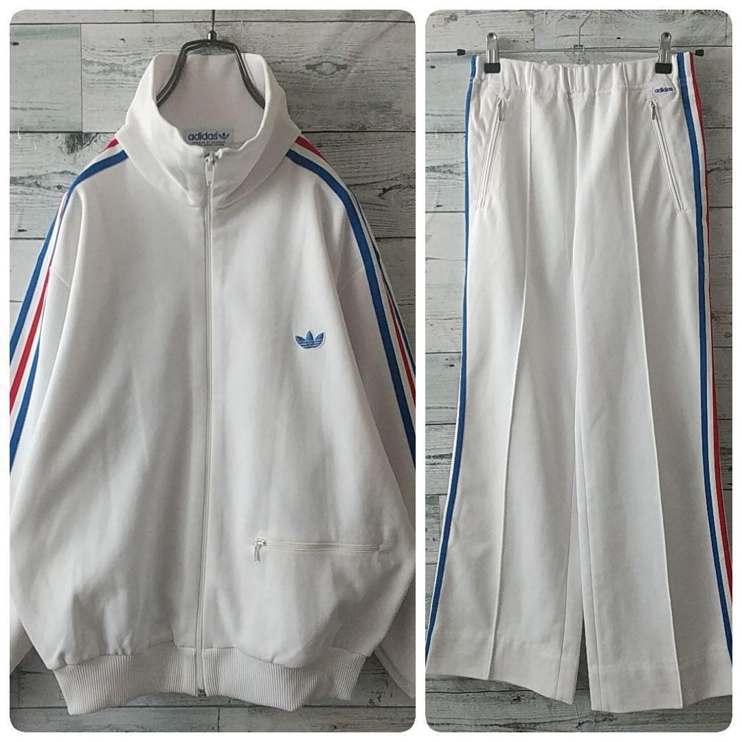 70's～ adidas トレフォイルロゴトラックジャージ 紺x白