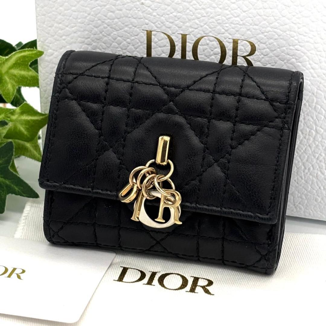 Dior クリスチャン ディオール マイディオール カナージュ 三つ折り財布 黒Christian Dior