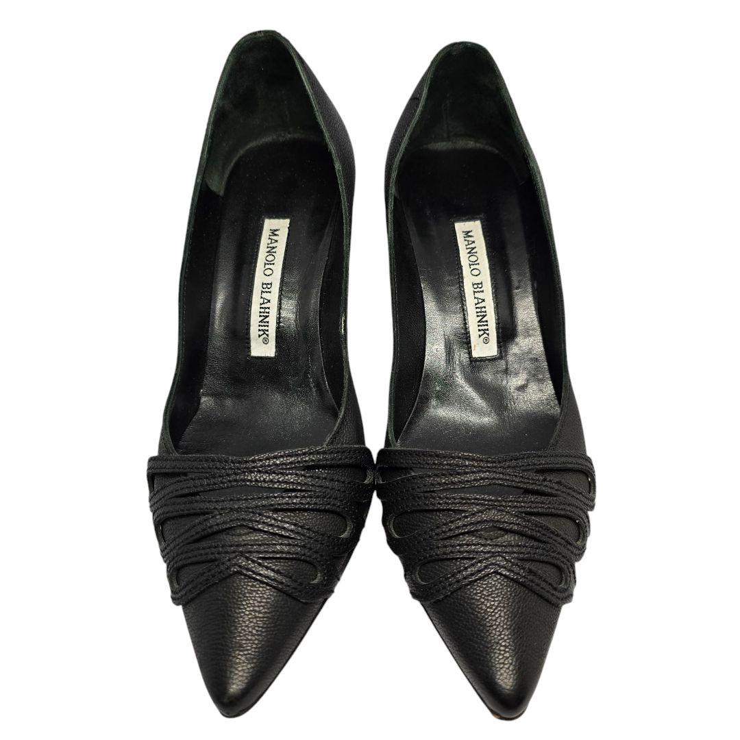 美品✨MANOLO BLAHNIK マノロブラニク 本革 パンプス 黒 23cm