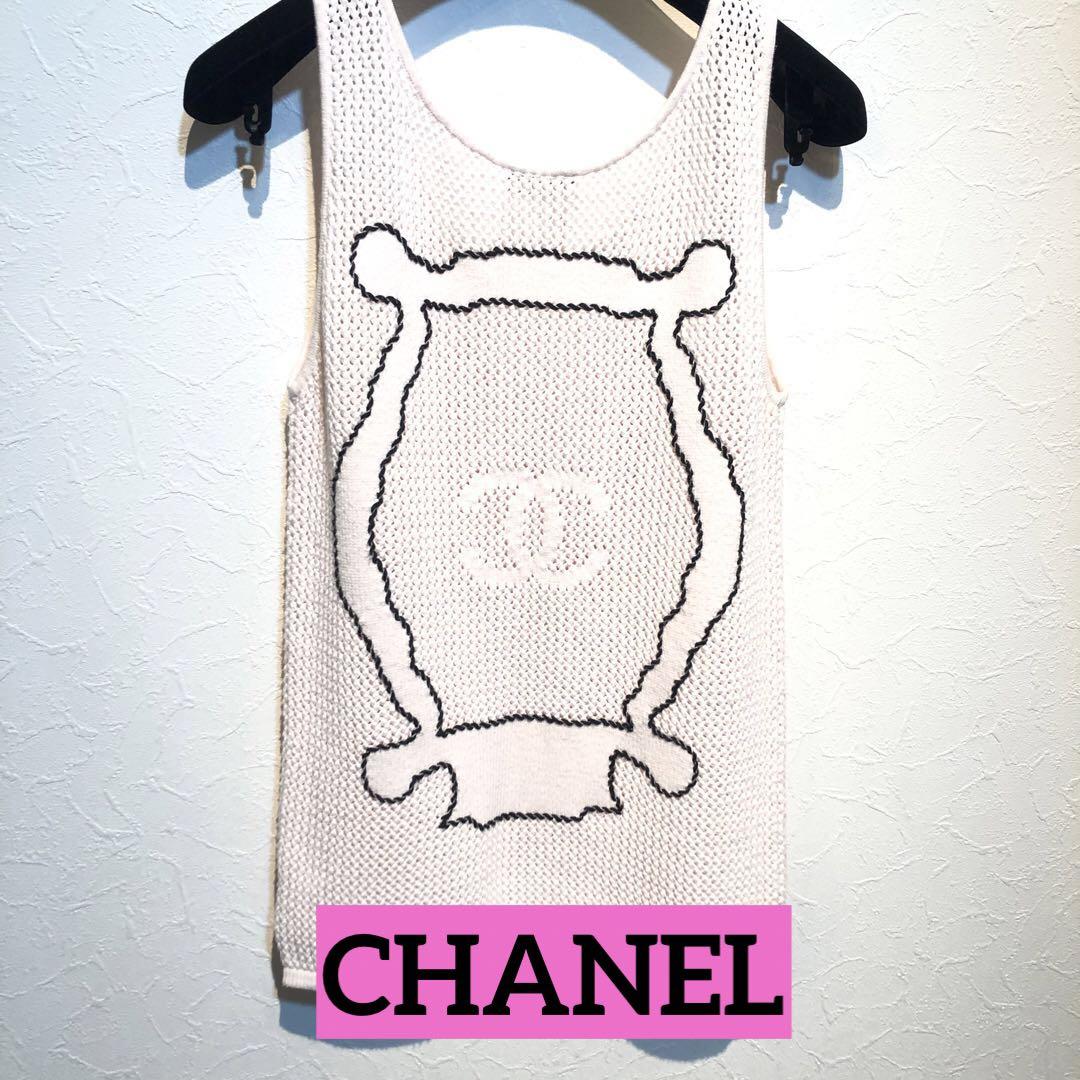 【本日特価】 ノースリーブニット☆CHANEL☆09C☆ベビーピンク☆ココマーク トップス