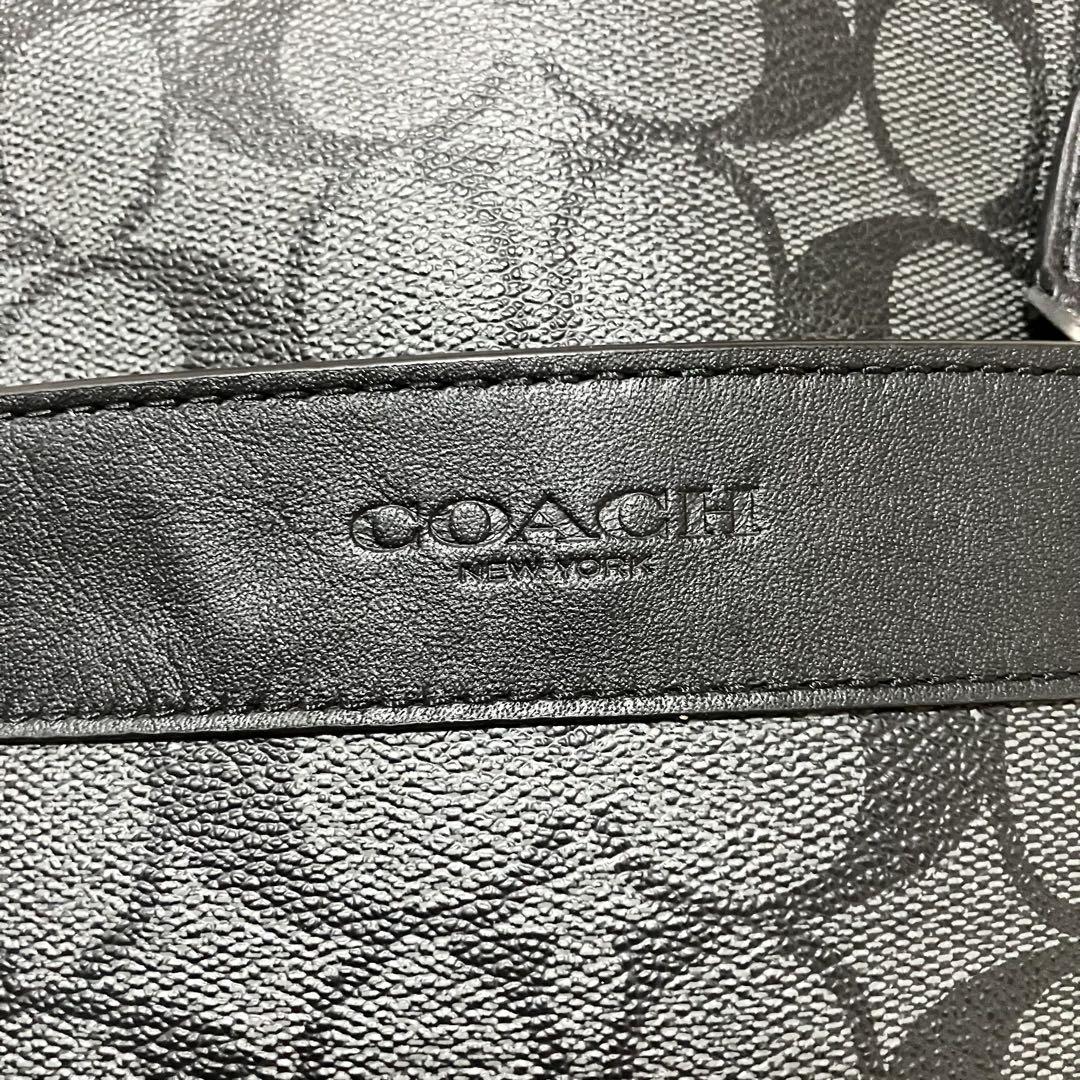 【美品】COACH ボディバッグ シグネチャー チャコール クロスボディ