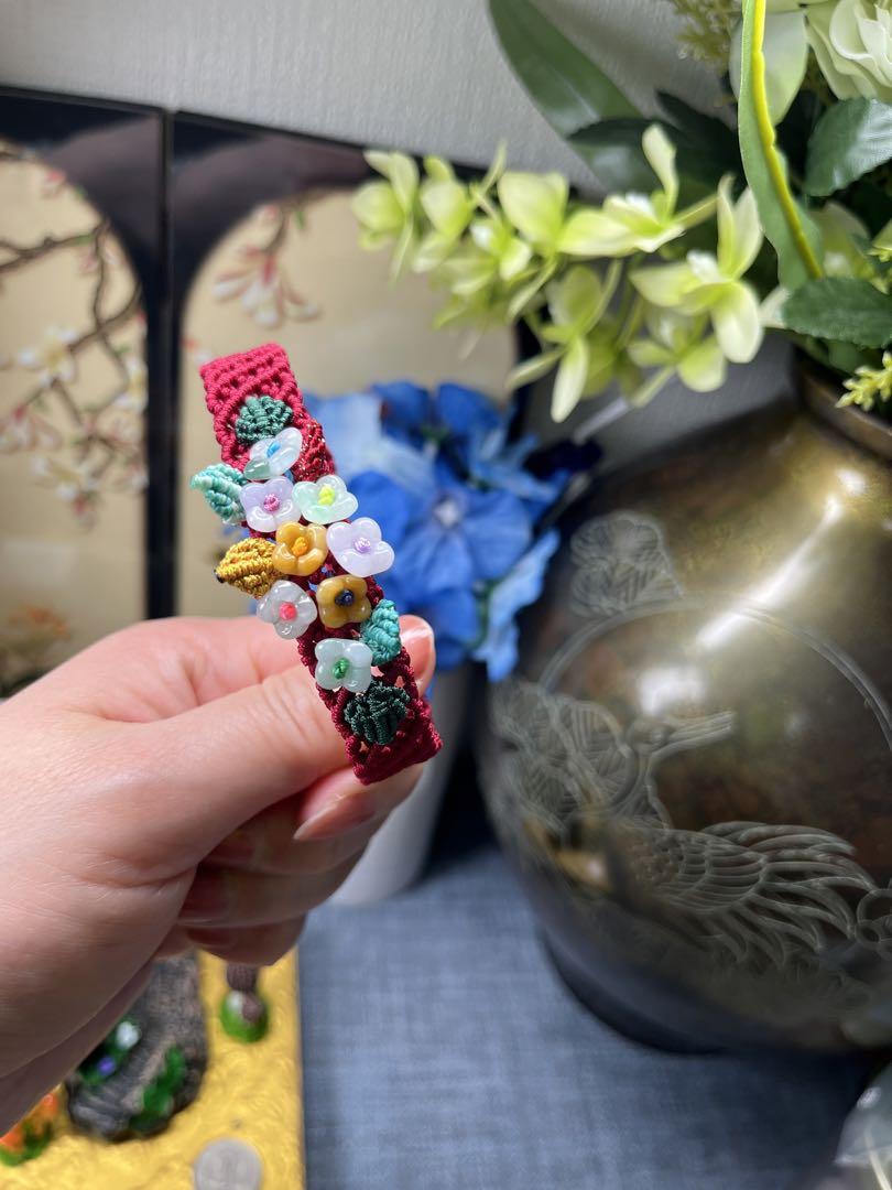 豪華❣️ミャンマー産A貨翡翠 個性、モクセイの花幅広い手編み