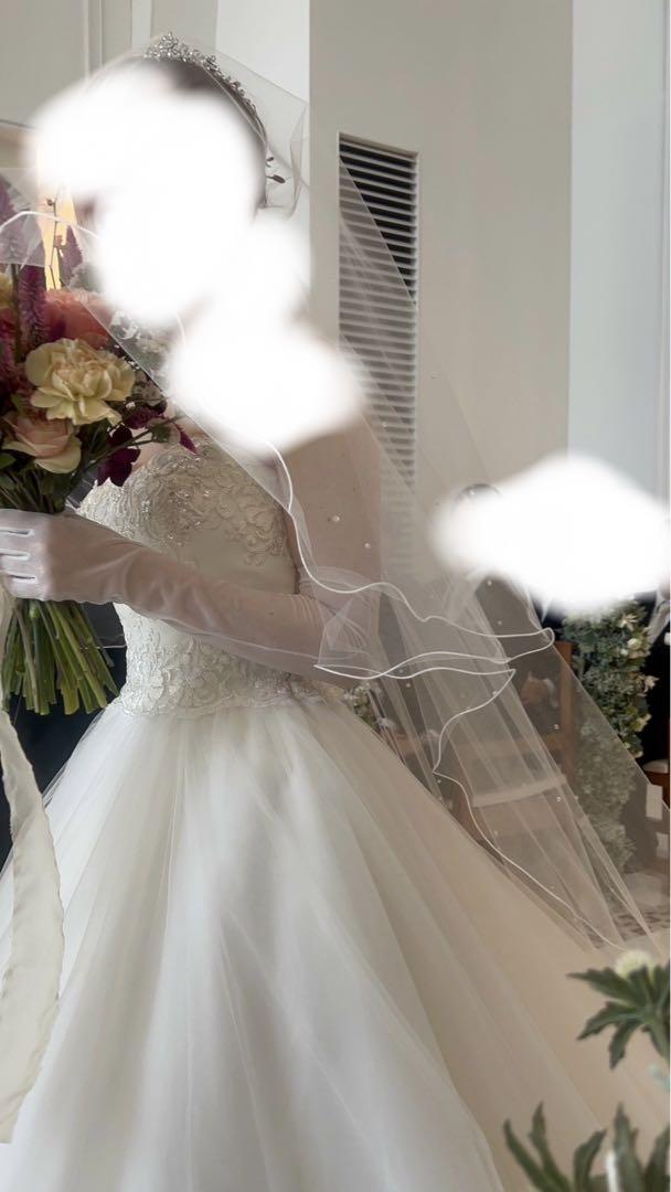 ウェディングベール　ロングベール　パール　結婚式　ララシャンス