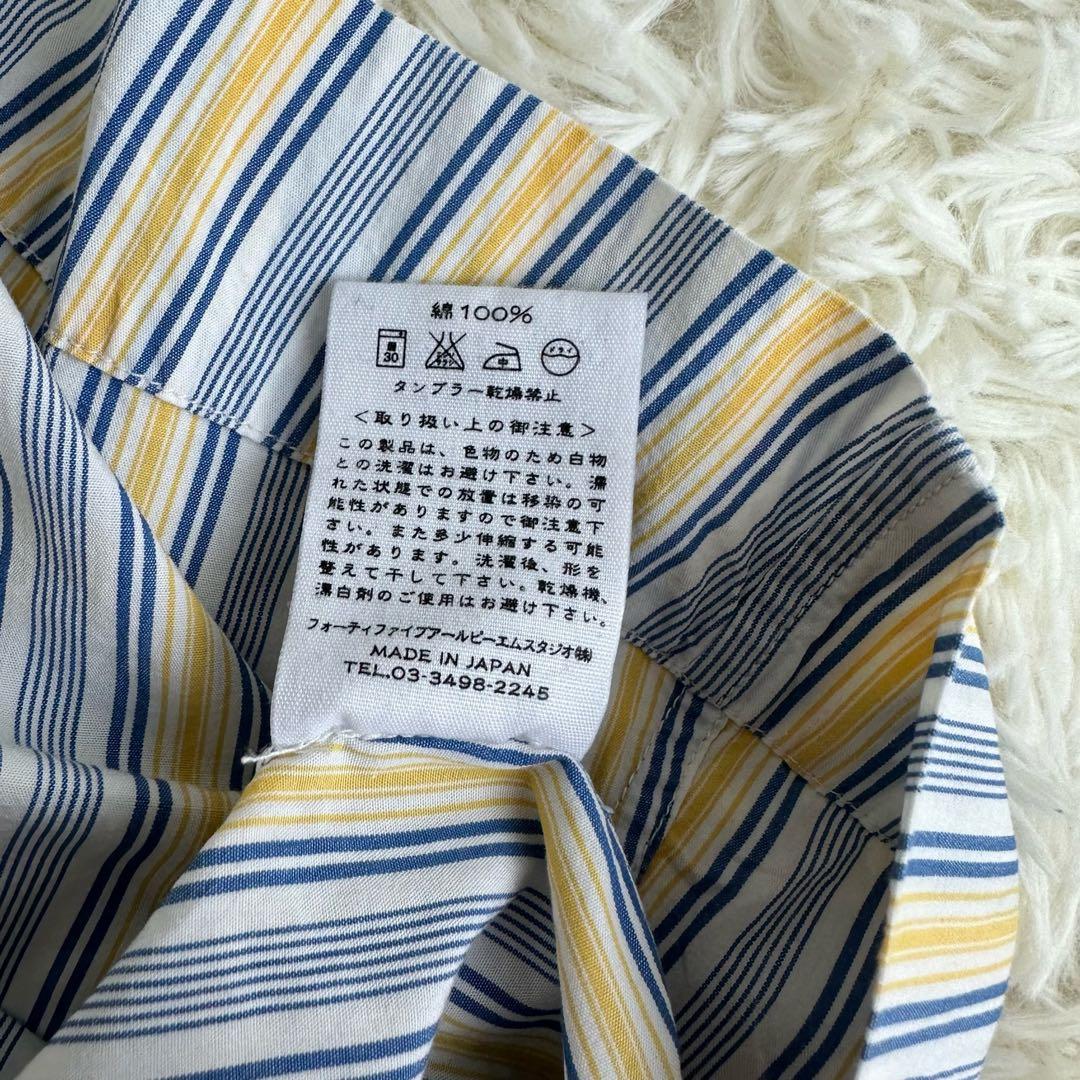 45rpm ストライプ バンドカラーシャツワンピース フレア サイズ2