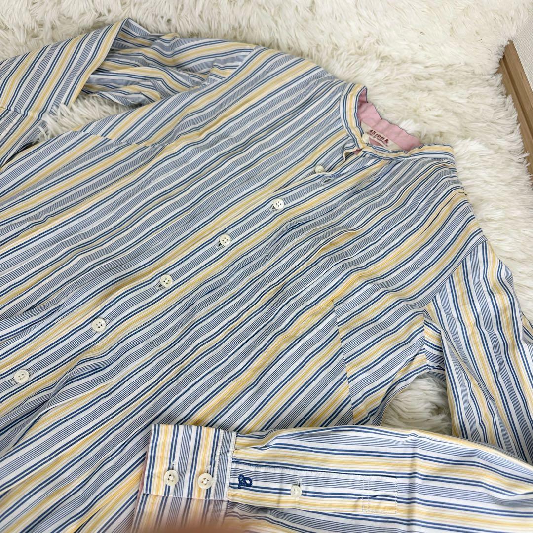 45rpm ストライプ バンドカラーシャツワンピース フレア サイズ2