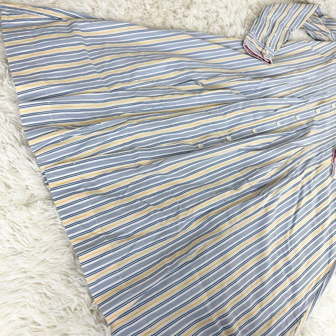 45rpm ストライプ バンドカラーシャツワンピース フレア サイズ2