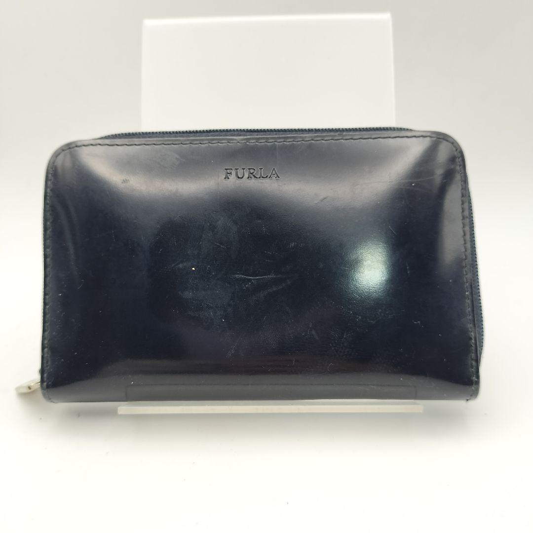 フルラ　折財布　財布　ウォレット　ネイビー