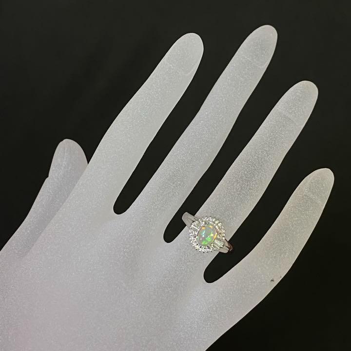 Pt900　高品質ウォーターオパールリング　鑑別書付き　サイズ14号　5.8g