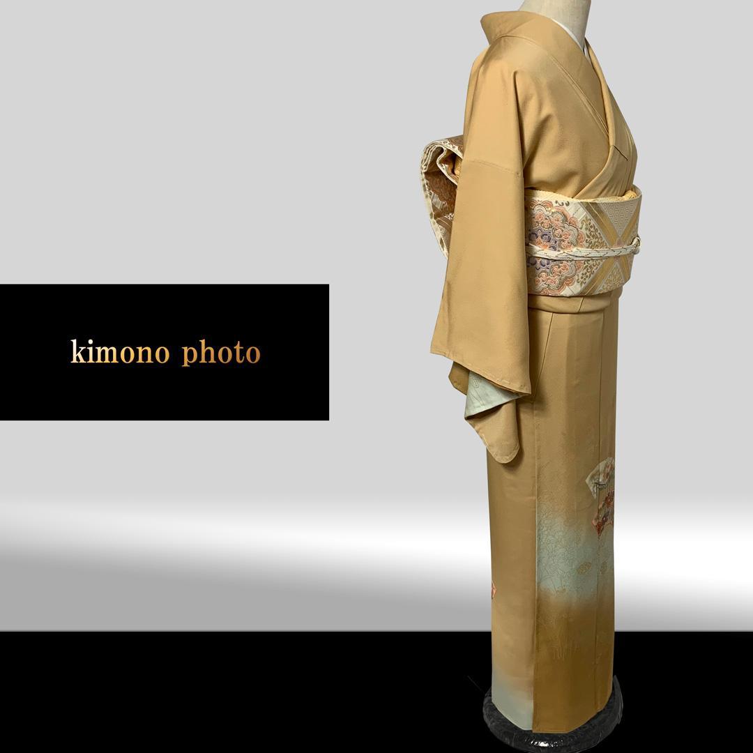 正絹【トールサイズ】未使用【極上逸品】金彩手描き友禅染め訪問着4点フルセット