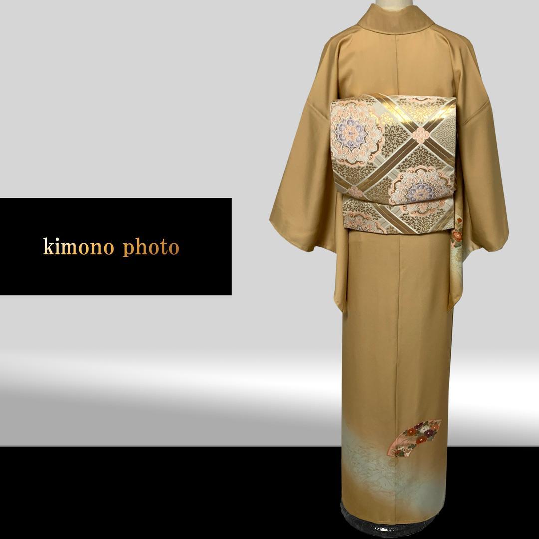 正絹【トールサイズ】未使用【極上逸品】金彩手描き友禅染め訪問着4点フルセット