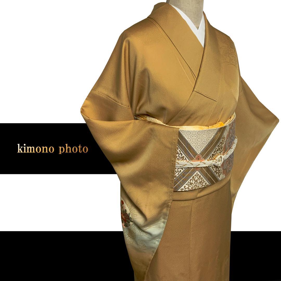 正絹【トールサイズ】未使用【極上逸品】金彩手描き友禅染め訪問着4点フルセット
