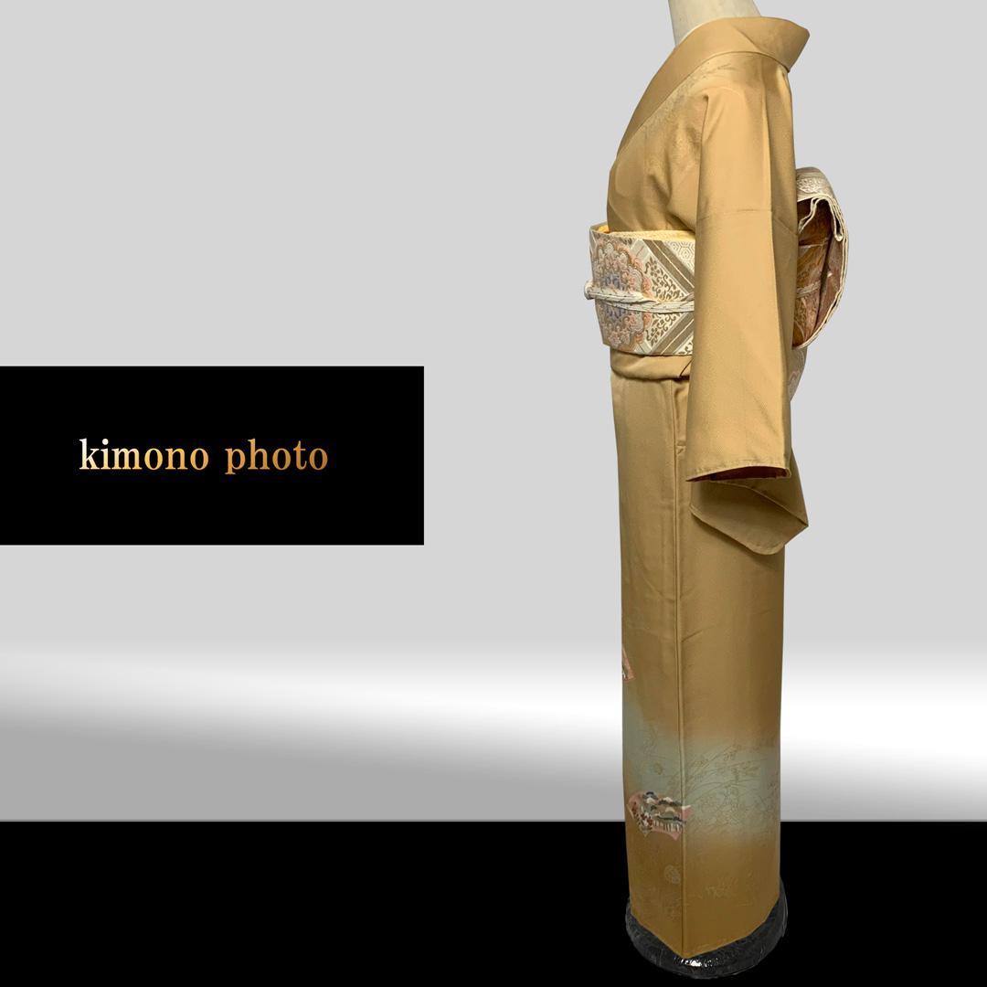 正絹【トールサイズ】未使用【極上逸品】金彩手描き友禅染め訪問着4点フルセット