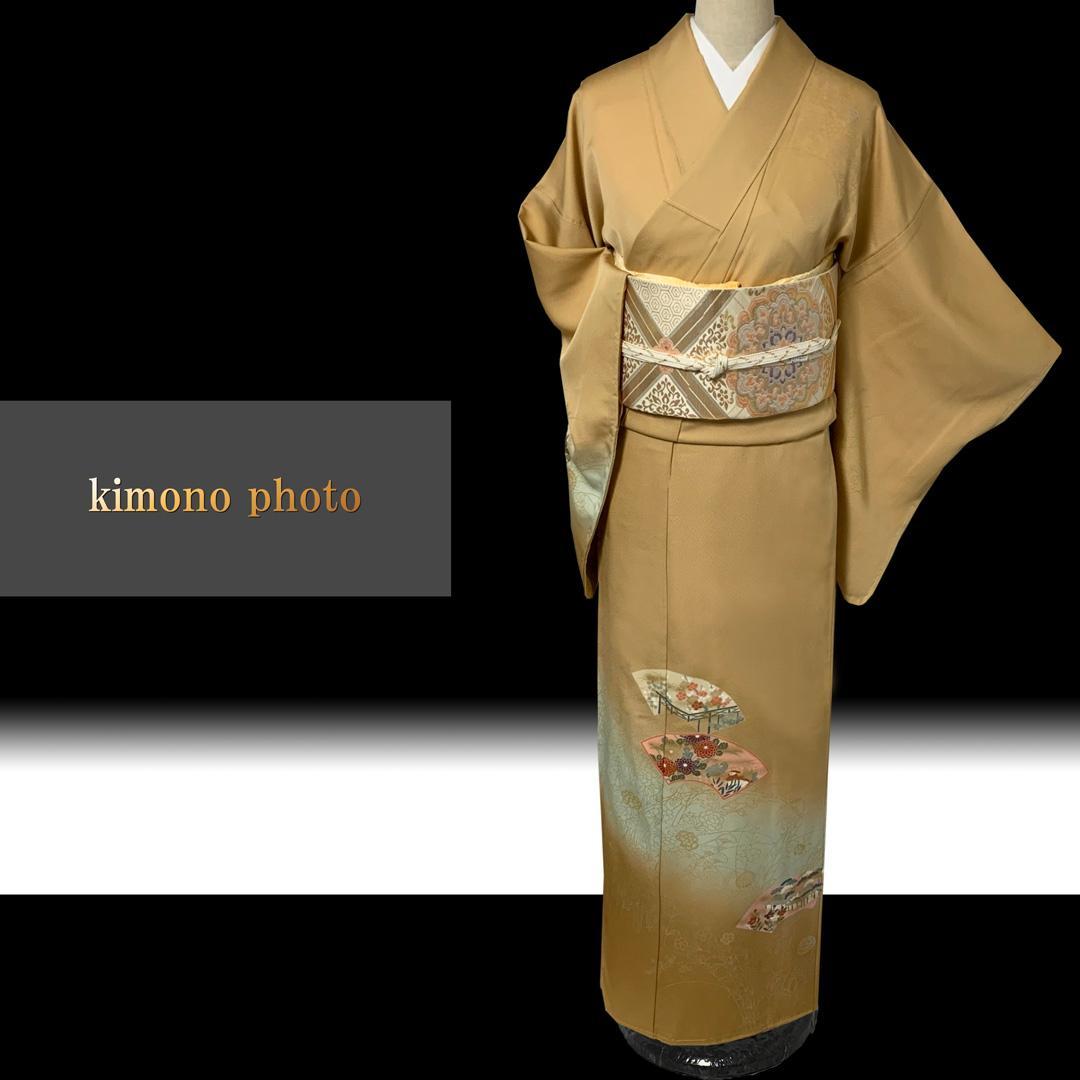 正絹【トールサイズ】未使用【極上逸品】金彩手描き友禅染め訪問着4点フルセット