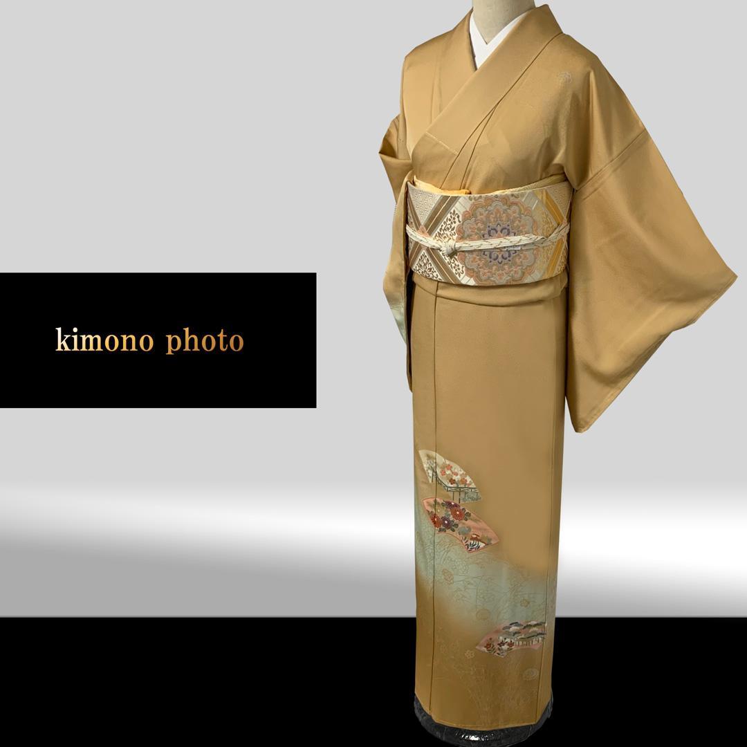 正絹【トールサイズ】未使用【極上逸品】金彩手描き友禅染め訪問着4点フルセット