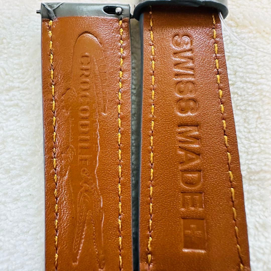2058#19mm-16mmダークアッシュ★スイス製★本物クロコダイルベルト