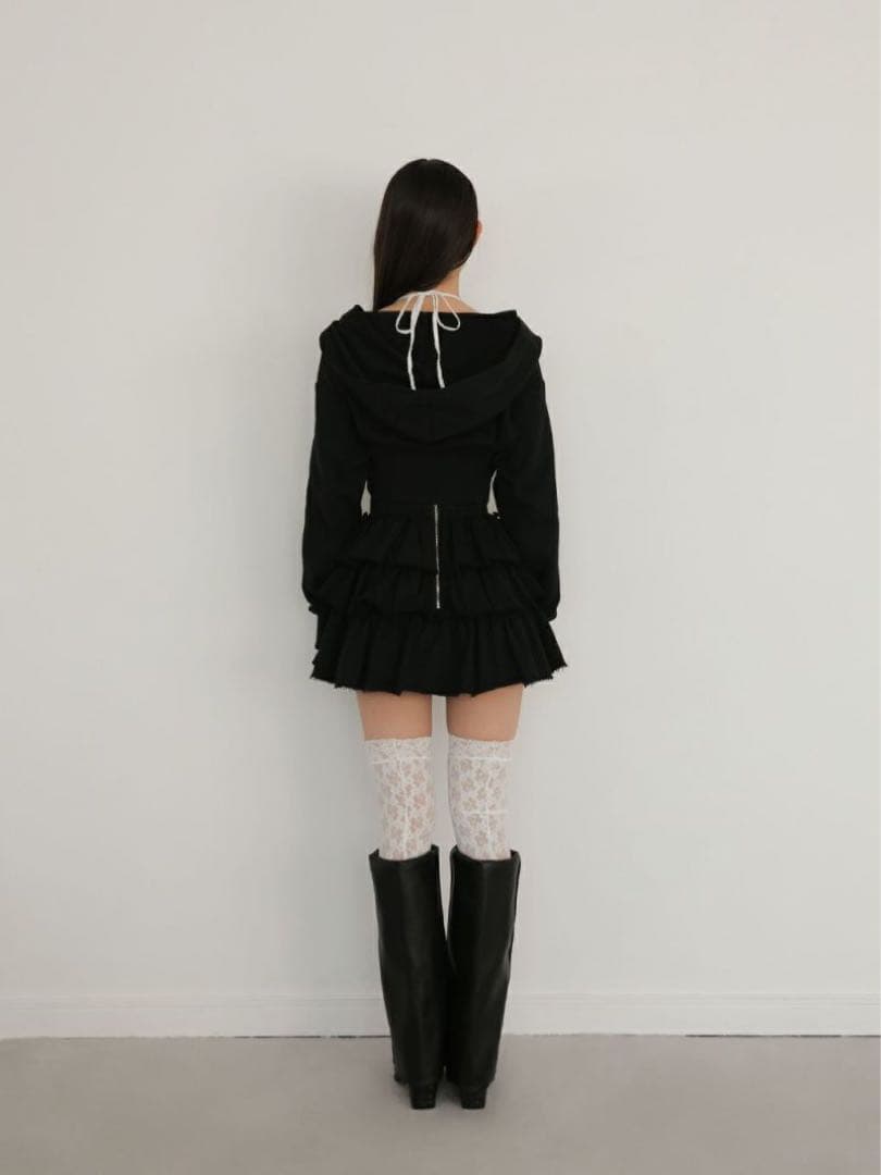 bubbles コルセットスウェットトップス クロスリボンティアードスカパン