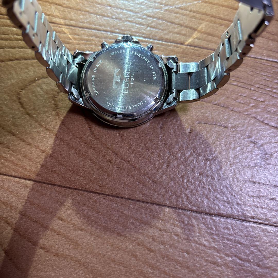 TECHNOS クロノグラフ 腕時計 シルバー 新品 クロノグラフ YOLAKO 腕時計メンズ ステンレス シルバー