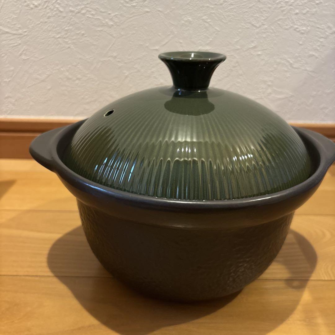Hirota 時短鍋 オリーブ色 陶器製（オリーブ） Hirota 短時間加熱でOK！ ご飯ふっくら、 おかず調理も