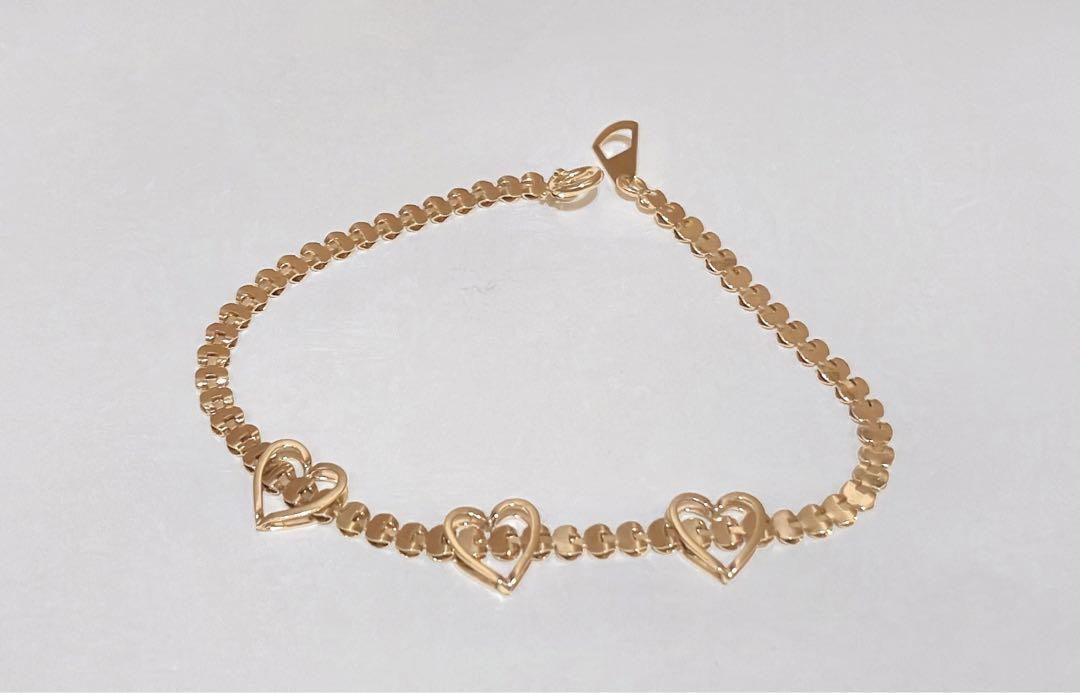 美品　【18k】 18金　ブレスレット　ハートの飾り付き　ゴールド