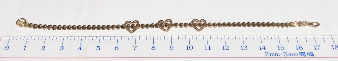 美品　【18k】 18金　ブレスレット　ハートの飾り付き　ゴールド