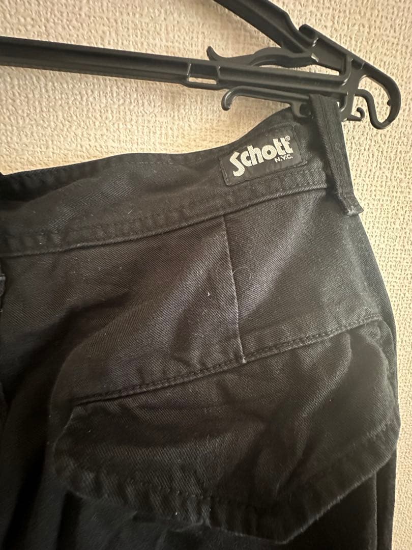 Schott ブラック カーゴパンツ