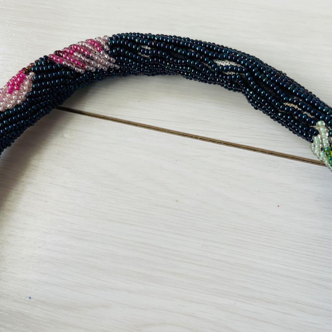 京都祇園 香鳥屋 花柄刺繍 ビーズハンドバッグ
