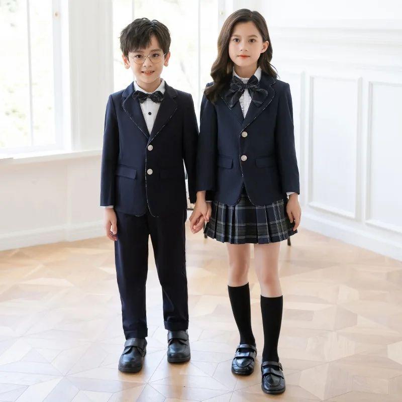 160　紺チェック柄　リボン　6点セット　女の子　卒業式　可愛いアイドル風　5 160 女の子 紺チェック柄 リボン 6点セット 卒業式 可愛い