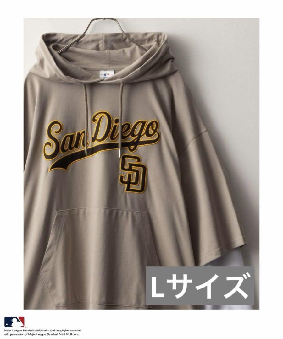 【別注】 MLB公式 パドレス フェイクレイヤードTシャツパーカー Lサイズ