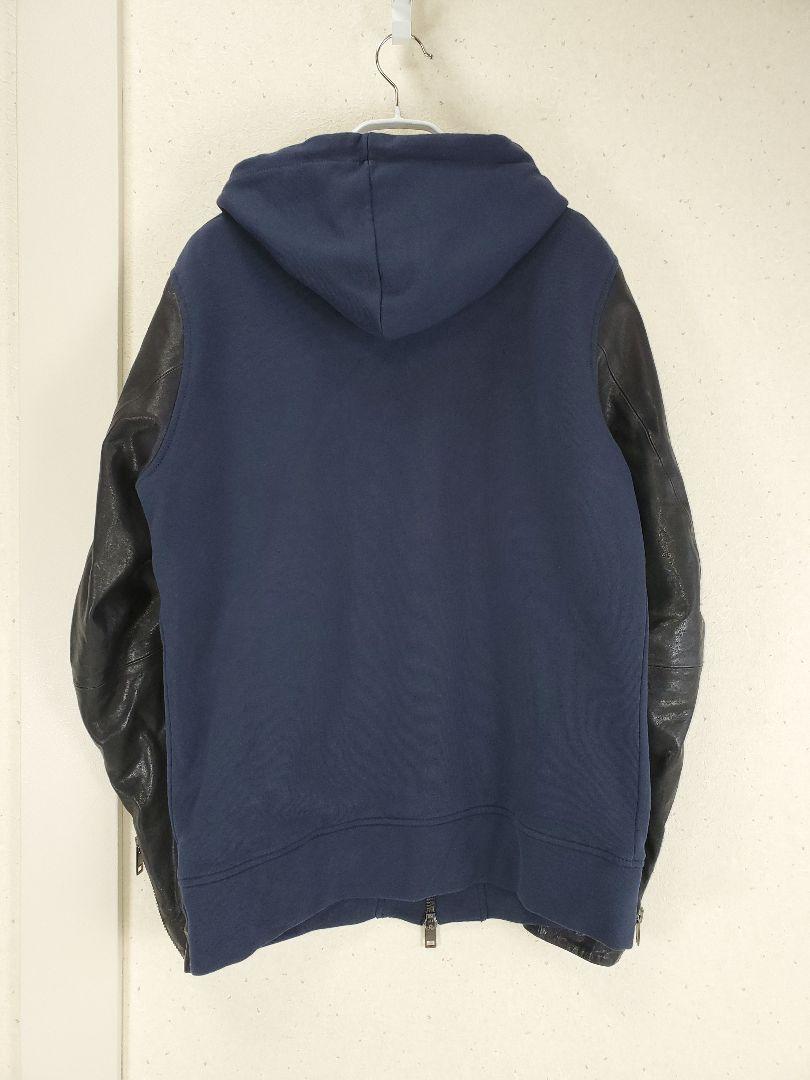 DIESEL ディーゼル 袖(羊革/ラムレザー) スウェットジップパーカー