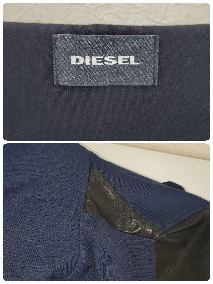 DIESEL ディーゼル 袖(羊革/ラムレザー) スウェットジップパーカー