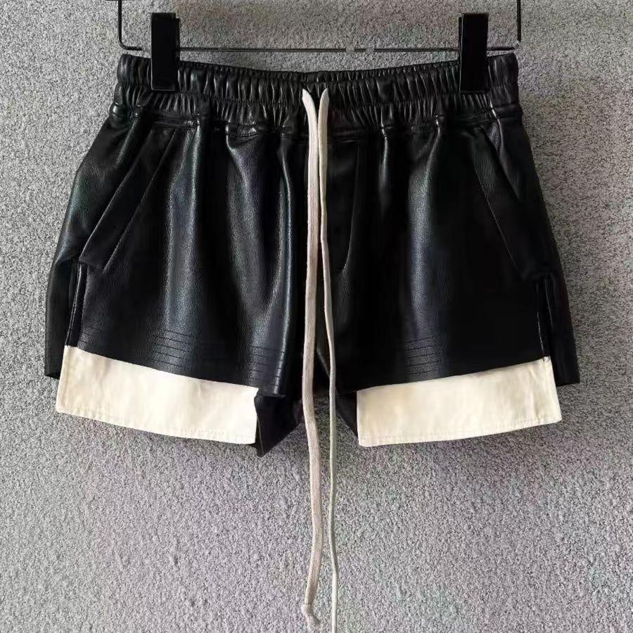 Rick Owens レディース レザー ドローストリング ショートパンツ Rick Owens レディース レザー ドローストリング ショートパンツ
