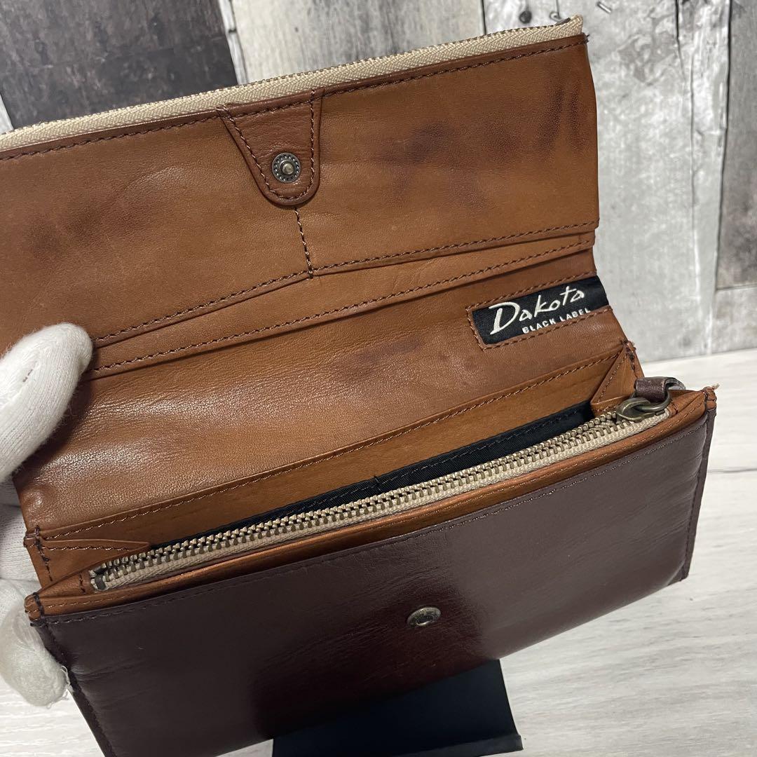 Dakotaブラウンレザー長財布 Dakota 財布 レディース ラウンドファスナー 長財布 人気 ダコタ