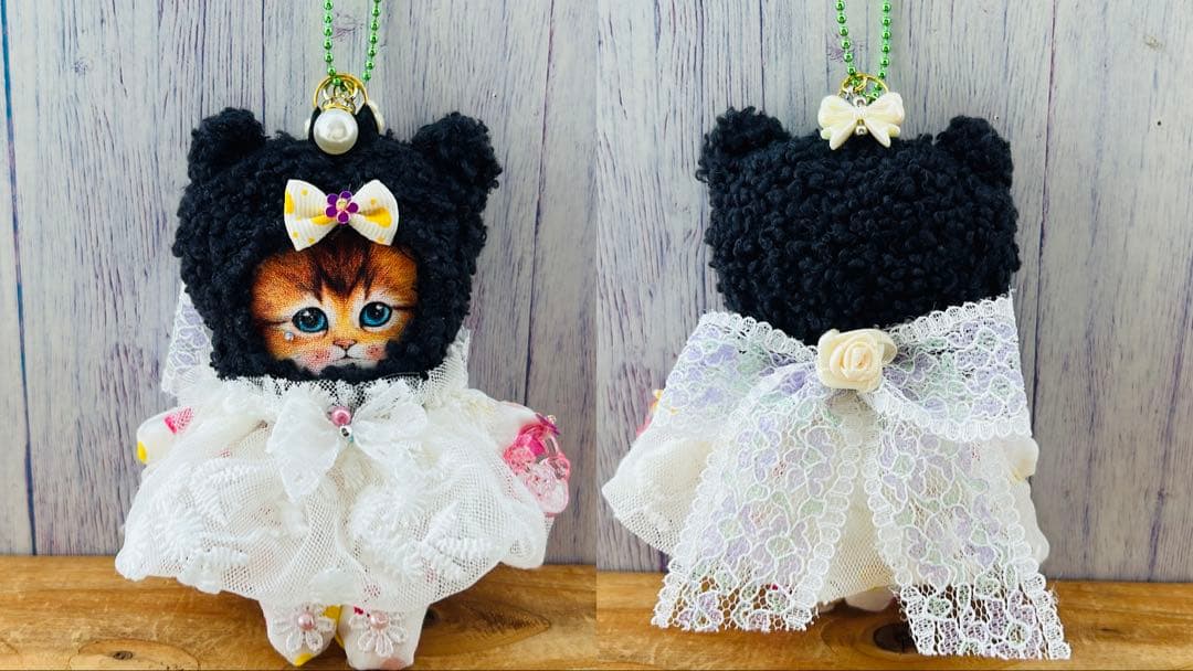 ハンドメイド マスコットチャーム付きトートバッグ