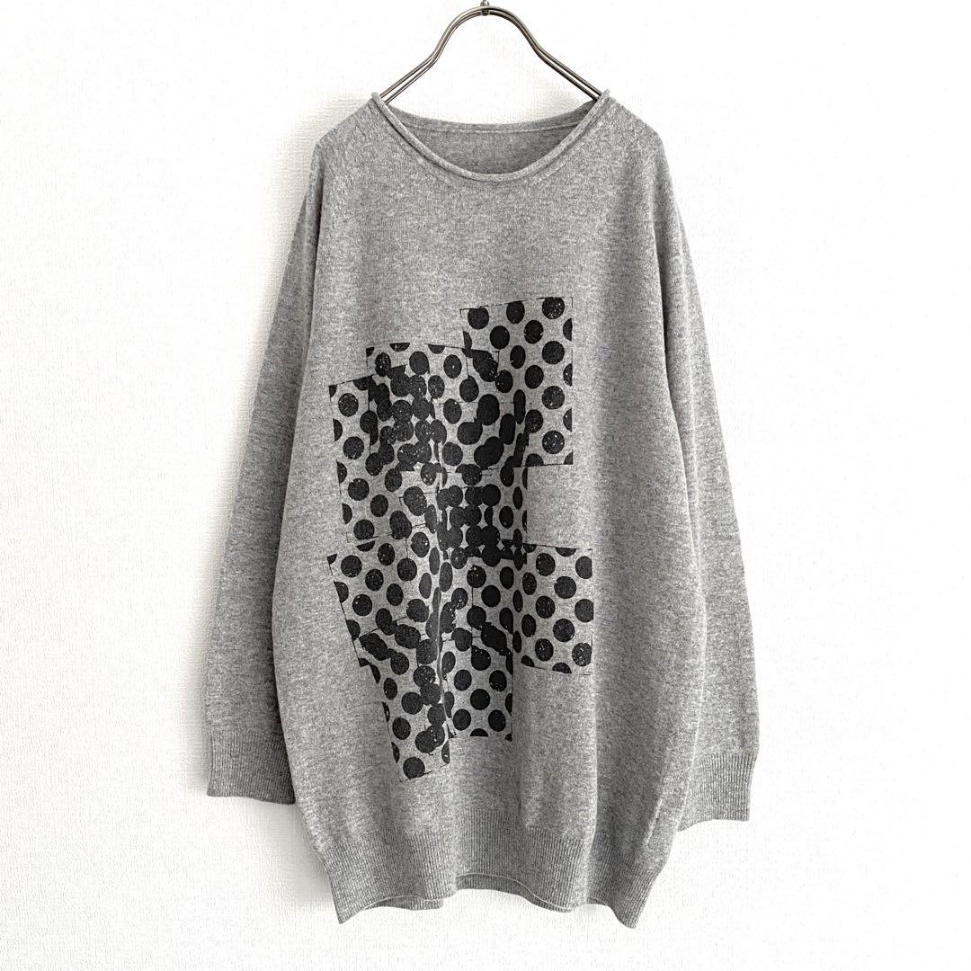 【美品】Y's ワイズ 23AW オーバーサイズ ドットプリント ニットセーター