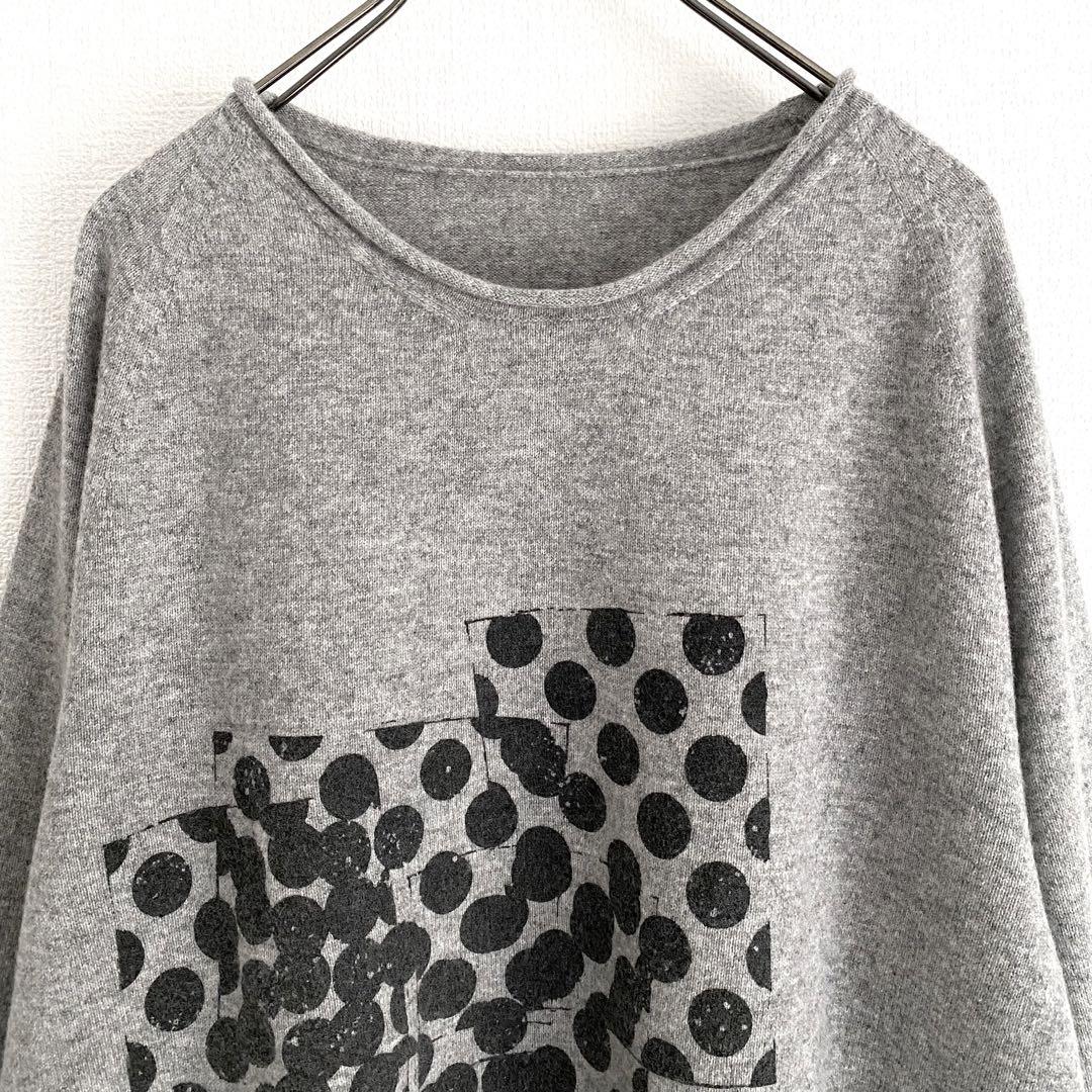 【美品】Y's ワイズ 23AW オーバーサイズ ドットプリント ニットセーター