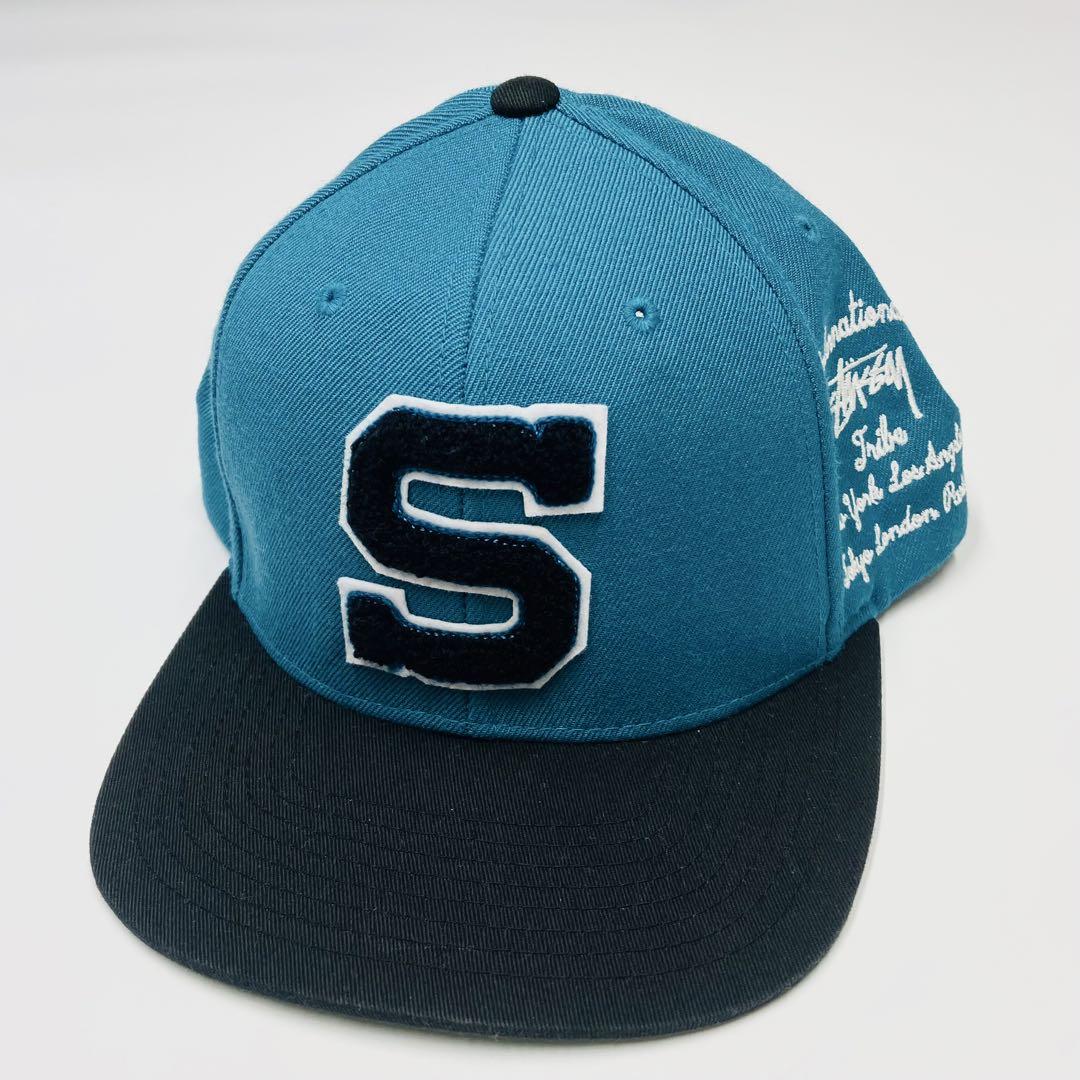 【カジュアル♪】STUSSY ロゴ コットン ベースボールキャップ ほぼ新品】stussy ベースボールキャップ ロゴ ターコイズ 刺繍