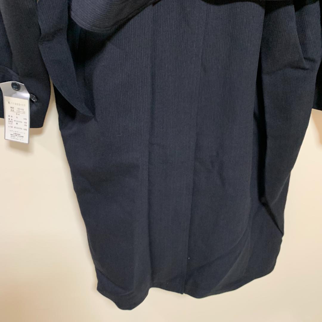 【美品】ステンカラーコート 未着用 毛 紺 シンプル チャック柄