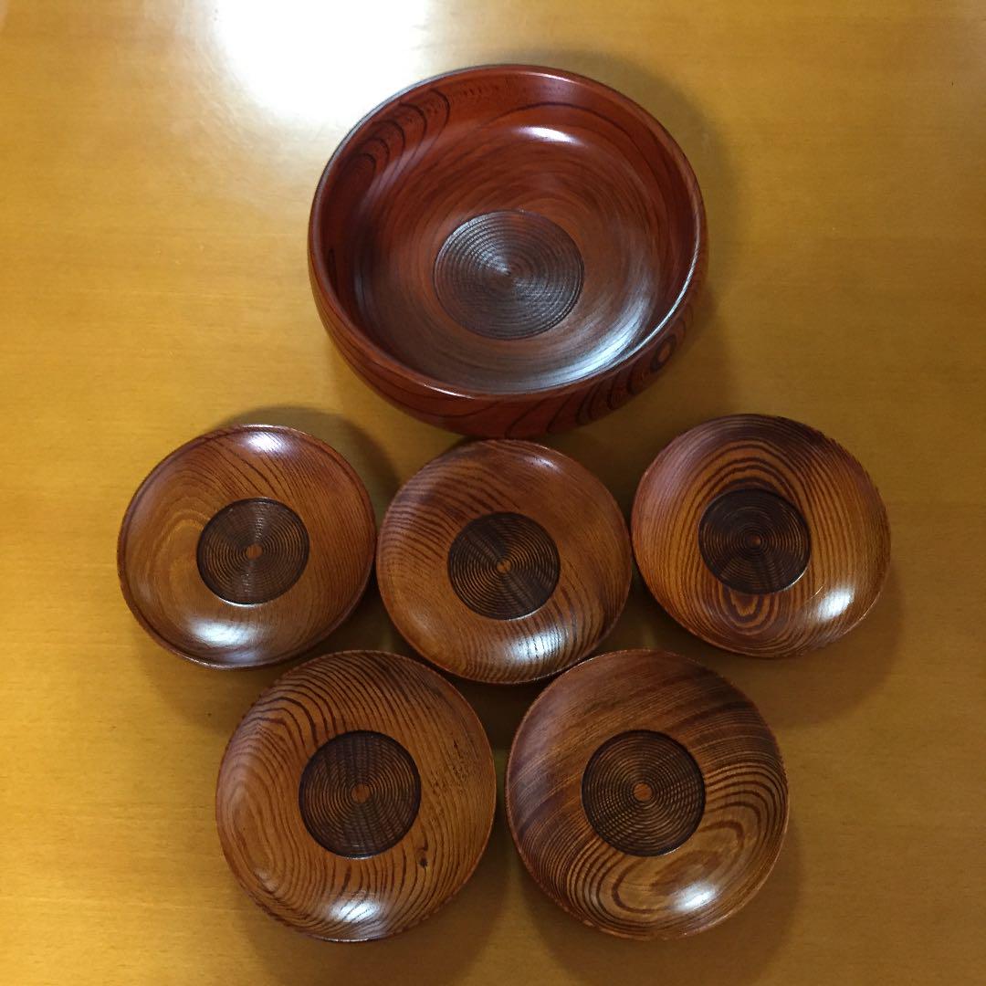 天然木の菓子器と茶たく