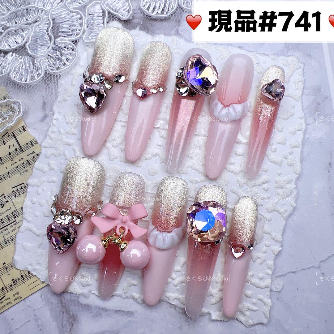 741現品推しネイルチップ付け爪量産型姫ギャルクロムハーツ