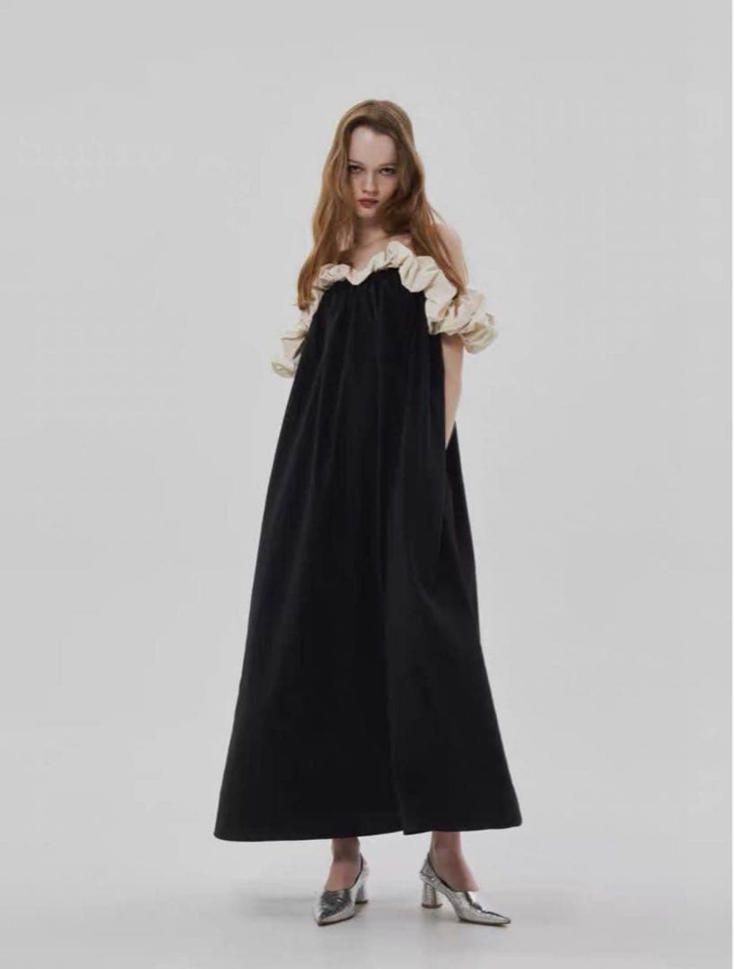 THETOE Erie frills バイカラーワンピース