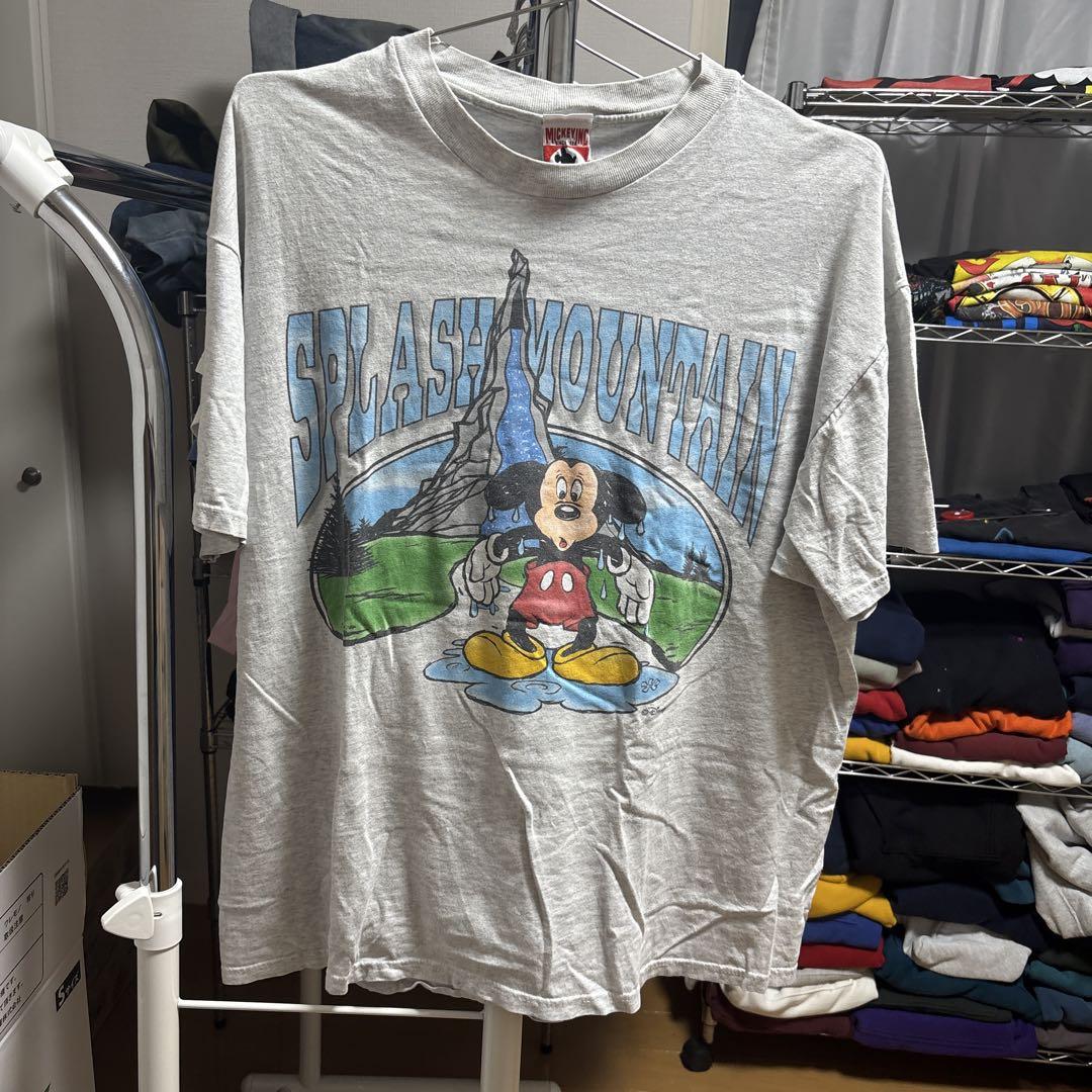 90s スプラッシュマウンテン ミッキー Tシャツ グレー L XL