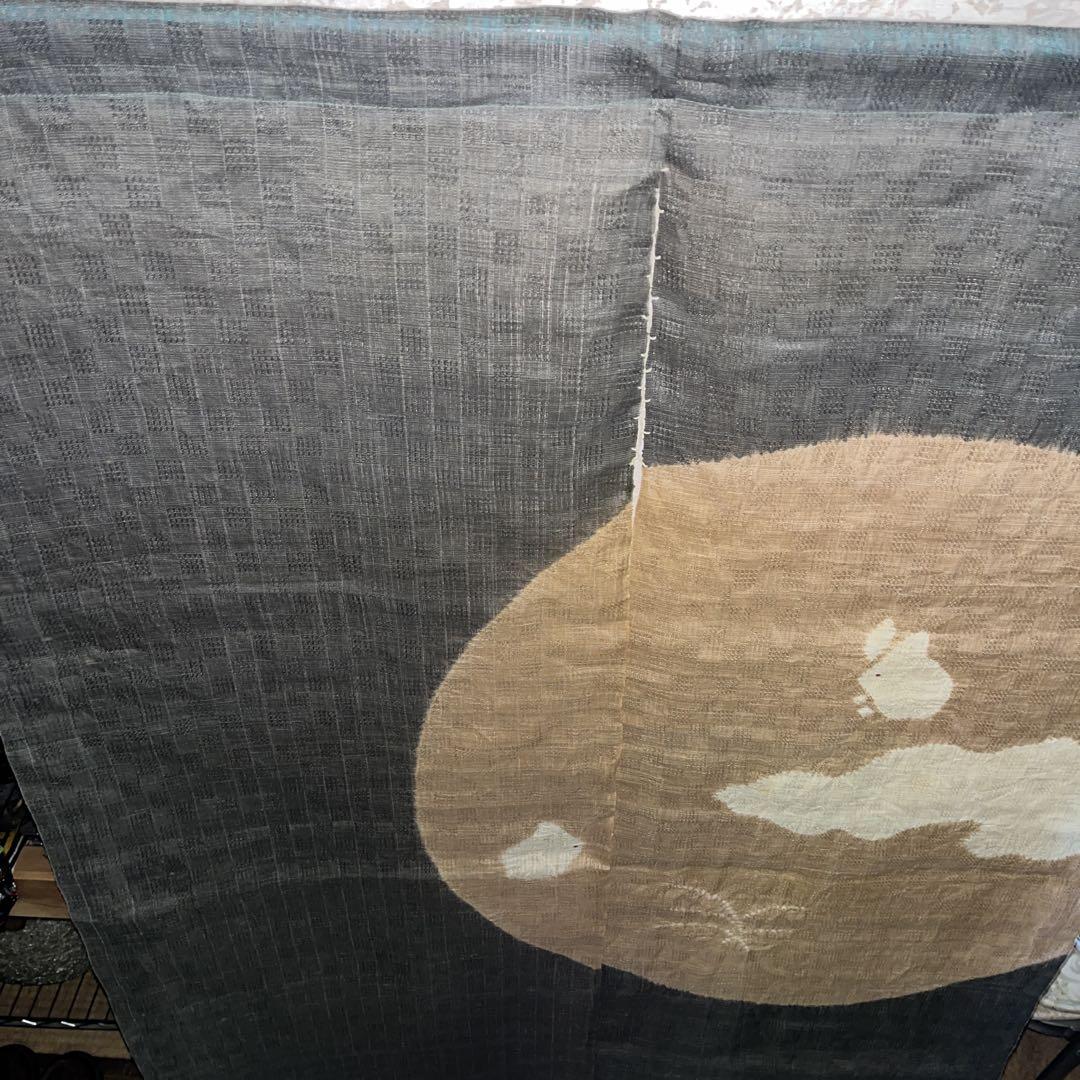麻のれん しぼり工房 匠 月うさぎ 新品 90×150 麻100%