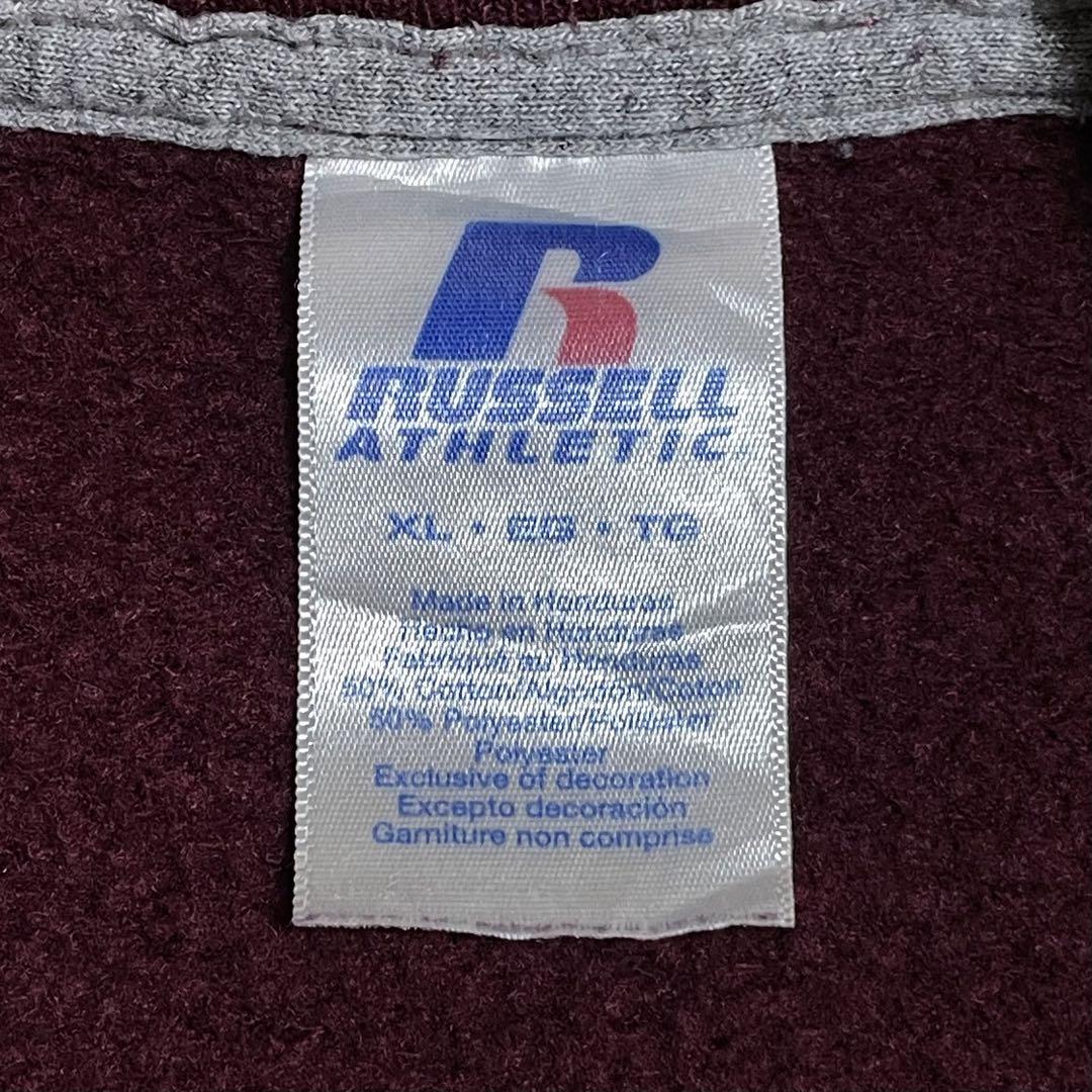 00s RUSSELL ATHLETIC スウェット 無地 ボルドー XL 前V