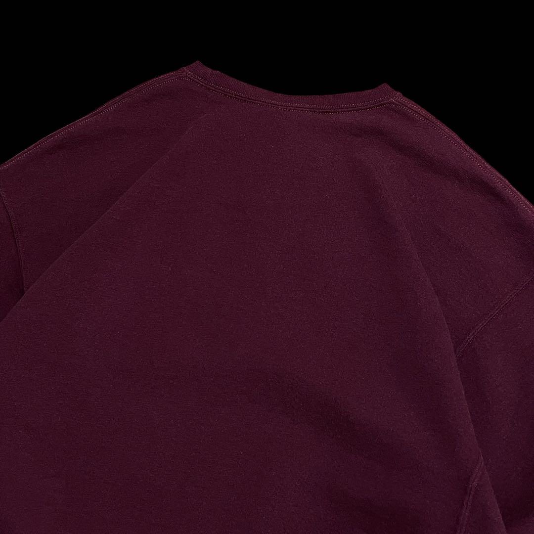 00s RUSSELL ATHLETIC スウェット 無地 ボルドー XL 前V
