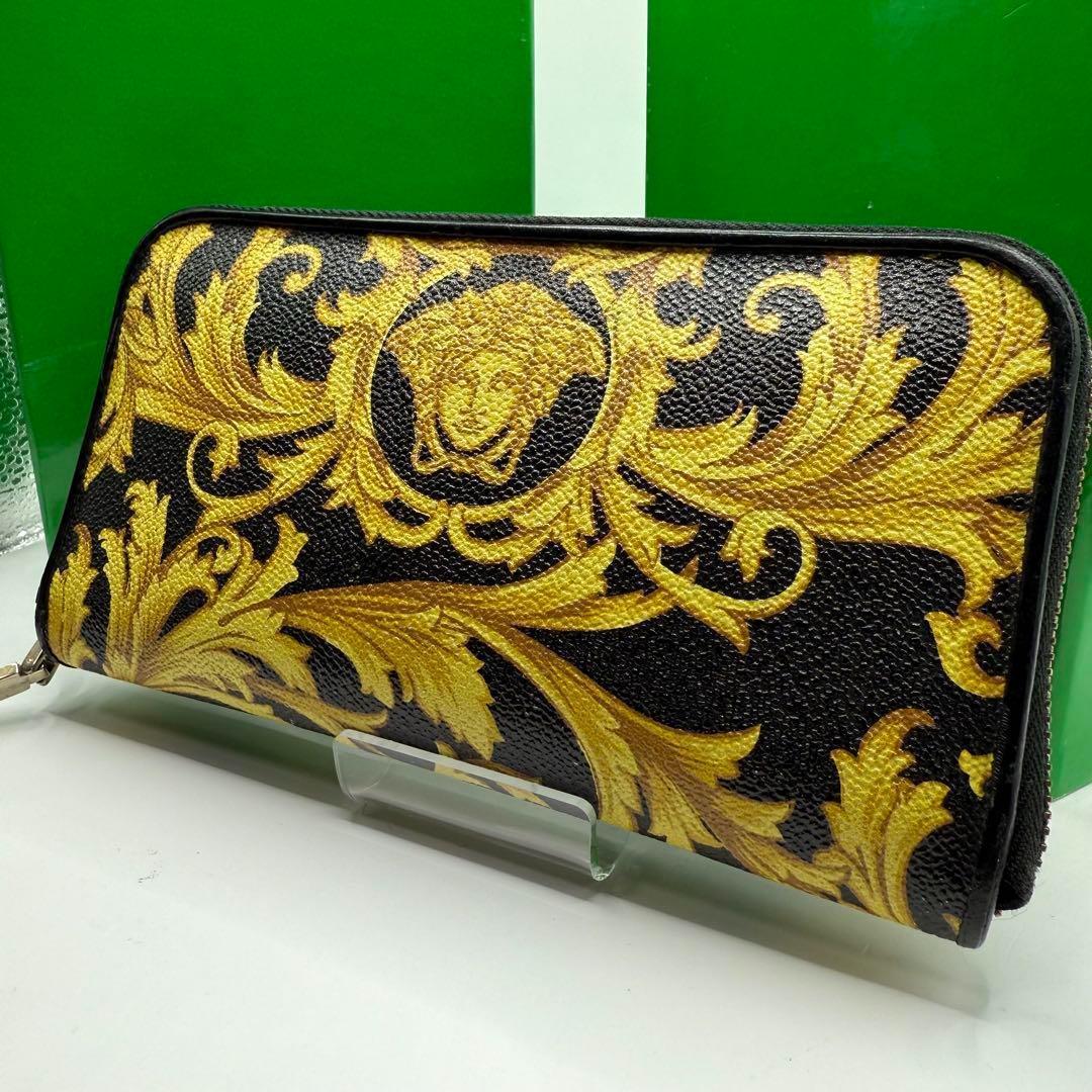 【極美品✨】ヴェルサーチ 長財布 ラウンドファスナー メデューサ サンバースト
