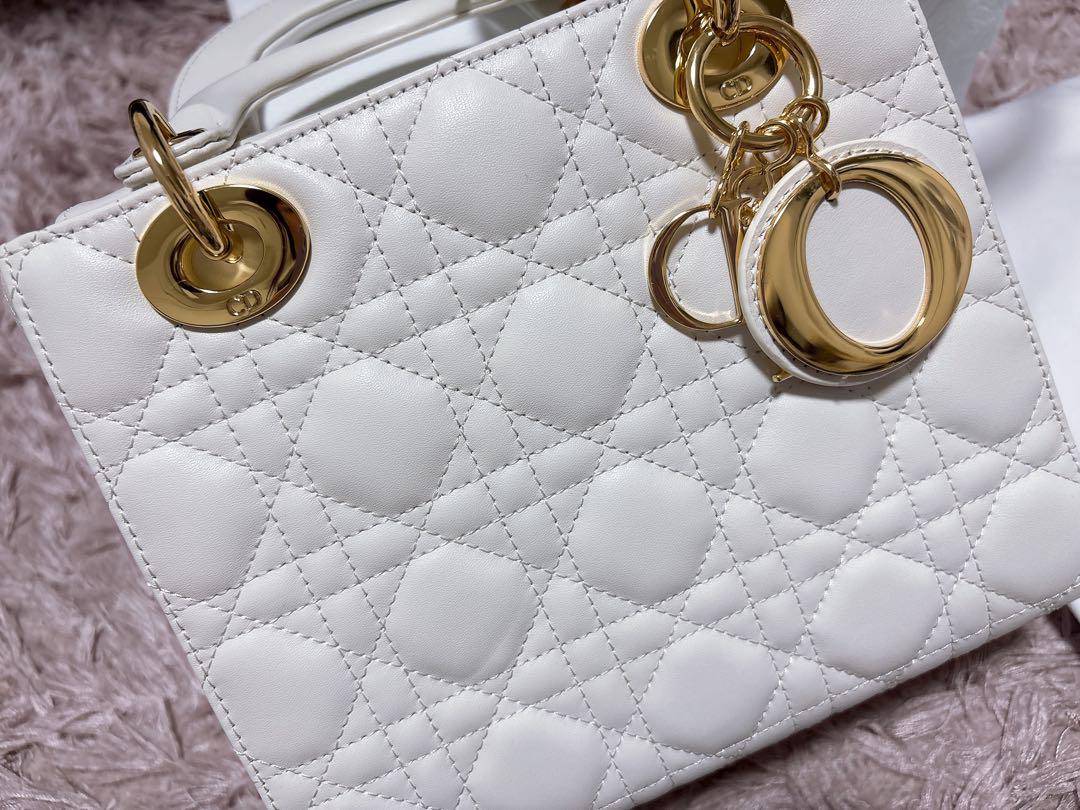 ディオール レディディオール MY ABCDIOR 白 ラムスキン ゴールド金具