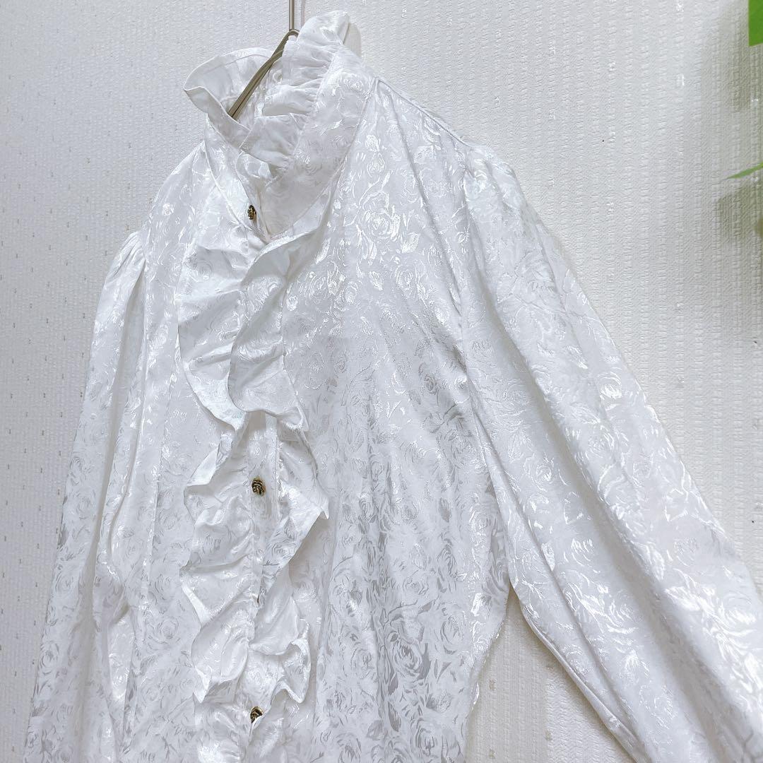 A&P スタンドカラー フリルブラウス 白 M ロリータ ゴスロリ フォーマル A&P スタンドカラー フリルブラウス 白 M ロリータ ゴスロリ フォーマル